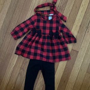SHEIN Baby Buffalo Checkered Dress, Leggings, and Headband Set